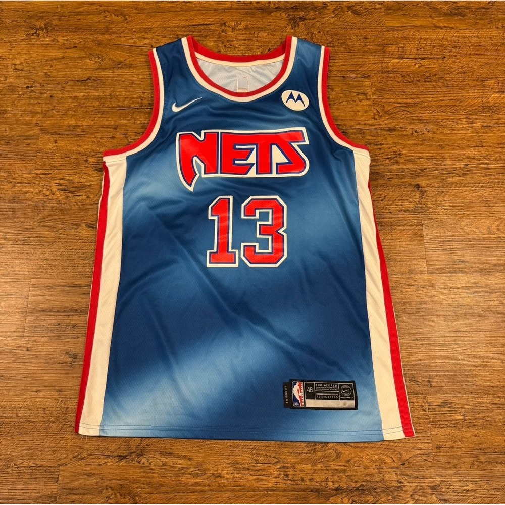 Nike Brooklyn Nets Blue Classic Edition Swingman James Harden 13 Jersey Men L 48